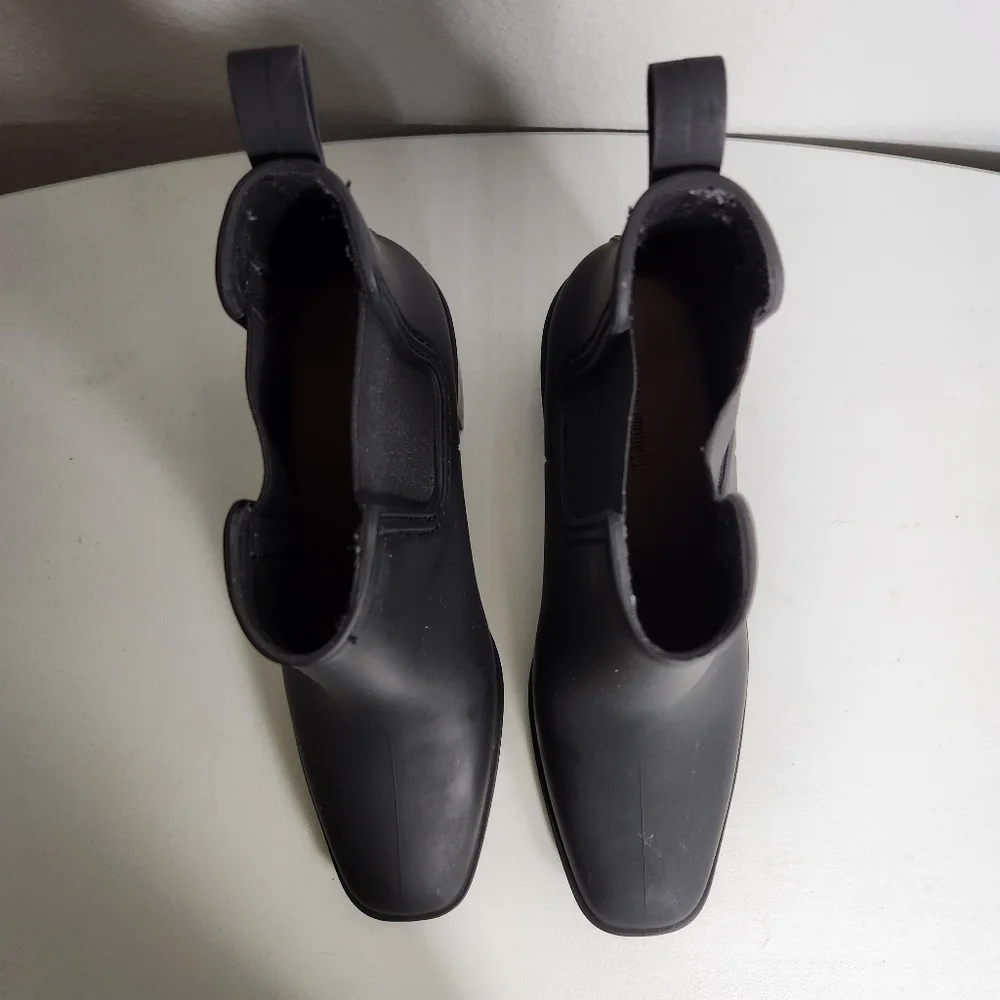 Jeffrey Campbell Womens Black Hurricane Heeled Chelsea Rain Booties-Size 10
